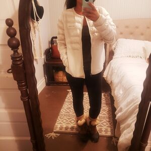 Columbia Women's White Puffer Jacket Small hybrid soft shell